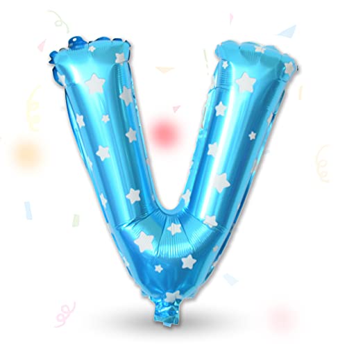 FUNXGO Folienballon Buchstaben Blau V - Buchstaben Luftballon Klein V - ca. 40cm Nur Luftfüllung - Ideal für Geburtstag, Hochzeit & Party Deko - Ballon Buchstabe V Blau von FUNXGO