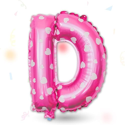 FUNXGO Folienballon Buchstaben Pink D - Buchstaben Luftballon Klein D - ca. 40cm Nur Luftfüllung - Ideal für Geburtstag, Hochzeit & Party Deko - Ballon Buchstabe D Pink von FUNXGO