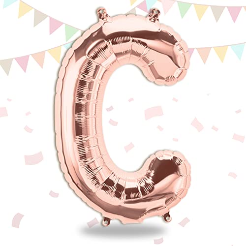 FUNXGO Folienballon Buchstaben Rosegold C - Buchstaben Luftballon Klein C - ca. 40cm Nur Luftfüllung - Ideal für Geburtstag, Hochzeit & Party Deko - Ballon Buchstabe C Rosegold von FUNXGO
