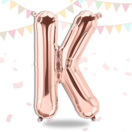 FUNXGO Folienballon Buchstaben Rosegold K - Buchstaben Luftballon Klein K - ca. 40cm Nur Luftfüllung - Ideal für Geburtstag, Hochzeit & Party Deko - Ballon Buchstabe K Rosegold von FUNXGO