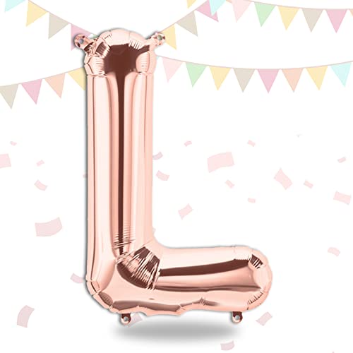 FUNXGO Folienballon Buchstaben Rosegold L - Buchstaben Luftballon Klein L - ca. 40cm Nur Luftfüllung - Ideal für Geburtstag, Hochzeit & Party Deko - Ballon Buchstabe L Rosegold von FUNXGO