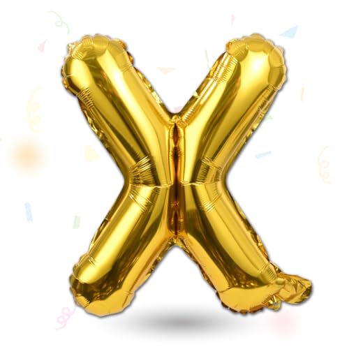 FUNXGO Folienballon Buchstaben gold X - Buchstaben Luftballon Klein X - ca. 40cm Nur Luftfüllung - Ideal für Geburtstag, Hochzeit & Party Deko - Ballon Buchstabe X gold von FUNXGO