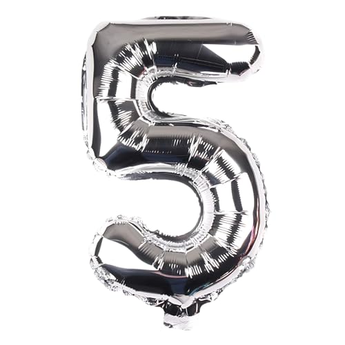 FUNXGO Folienballon Zahl Silber 5 - Zahlen Luftballon Klein 5 - ca. 40cm Nur Luftfüllung - Ideal für Geburtstag, Hochzeit & Party Deko - Ballon Zahl 5 Silber FUNXGO Folienballon Zahl Silber 5 - Zahlen Luftballon Klein 5 - ca. 40cm Nur Luftfüllung - Ideal für Geburtstag, Hochzeit & Party Deko - Ballon Zahl 5 Silber von FUNXGO