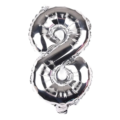 FUNXGO Folienballon Zahl Silber 8 - Zahlen Luftballon Klein 8 - ca. 40cm Nur Luftfüllung - Ideal für Geburtstag, Hochzeit & Party Deko - Ballon Zahl 8 Silber FUNXGO Folienballon Zahl Silber 8 - Zahlen Luftballon Klein 8 - ca. 40cm Nur Luftfüllung - Ideal für Geburtstag, Hochzeit & Party Deko - Ballon Zahl 8 Silber von FUNXGO
