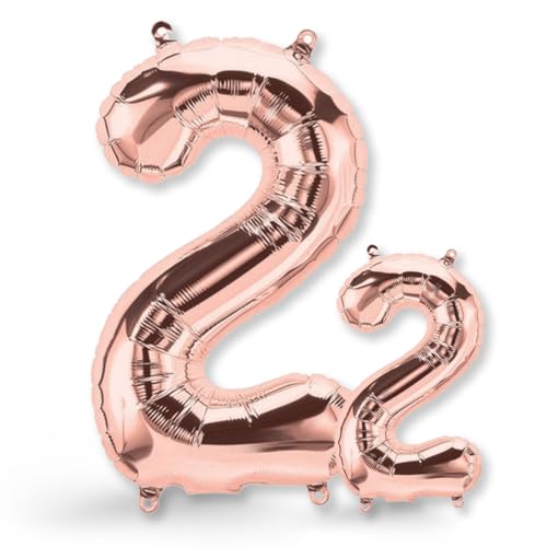 FUNXGO® folienballon 2 rosegold - 2 Stück - 42" & 17"- luftballon Zahl 2 - Zahlen Ballon 2 Deko - zum 2. Geburtstag, Hochzeit, Jubiläum, Fest, Party Dekoration -100cm & 38cm- Ballon 2 rosegold von FUNXGO