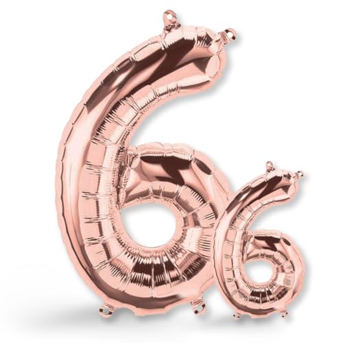 FUNXGO® folienballon 6 rosegold - 2 Stück - 42" & 17"- luftballon Zahl 6 - Zahlen Ballon 6 Deko - zum 6. Geburtstag, Hochzeit, Jubiläum, Fest, Party Dekoration -100cm & 38cm- Ballon 6 rosegold von FUNXGO