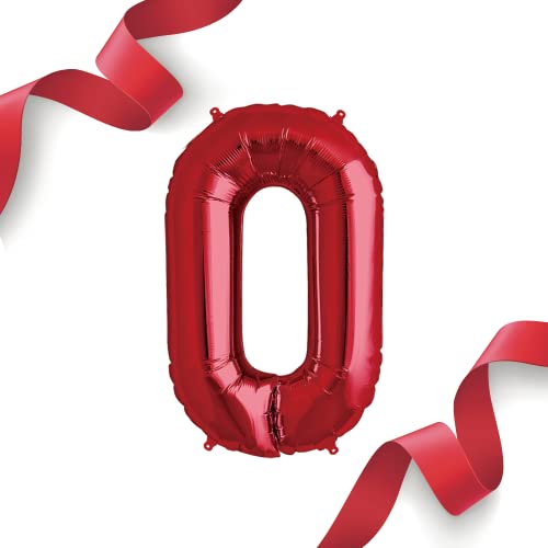 FUNXGO Folienballon Zahl in Rot- Riesenzahl ca.100cm Ballon - Folienballons für Luft oder Helium als Geburtstag, Hochzeit, Jubiläum oder Abschluss Geschenk, Party Dekoration (Rot [ 0 ]) von FUNXGO