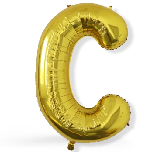 FUNXGO XXL Folienballon Buchstabe C Gold Glänzend ca. 100cm - Riesen Alphabet Ballon - Helium oder Luftfüllung - Ideal für Geburtstag, Hochzeit, Jubiläum, Party Deko & JGA - Ballon C Gold von FUNXGO