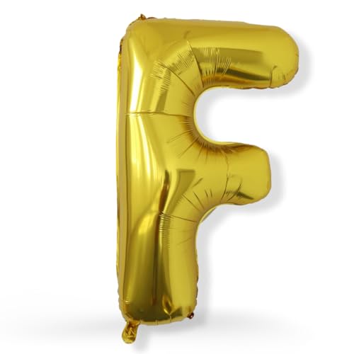 FUNXGO XXL Folienballon Buchstabe F Gold Glänzend ca. 100cm - Riesen Alphabet Ballon - Helium oder Luftfüllung - Ideal für Geburtstag, Hochzeit, Jubiläum, Party Deko & JGA - Ballon F Gold von FUNXGO