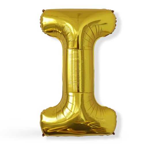 FUNXGO XXL Folienballon Buchstabe I Gold Glänzend ca. 100cm - Riesen Alphabet Ballon - Helium oder Luftfüllung - Ideal für Geburtstag, Hochzeit, Jubiläum, Party Deko & JGA - Ballon I Gold von FUNXGO