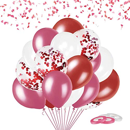 FUNXGO rot luftballon set - 60 Stück ballons Set - konfetti luftballons konfetti & Latex ballons hochzeit - ballon mit konfetti - ballons set rot von FUNXGO