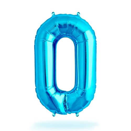 FUNXGO Folien-Ballon 0, Helium-Ballon, Luftballon-Zahl, nachfüllbare Riesen-Ballonzahl, Party-Deko zum Geburtstag, Baby, Jubiläum, Hochzeit, blau von FUNXGO
