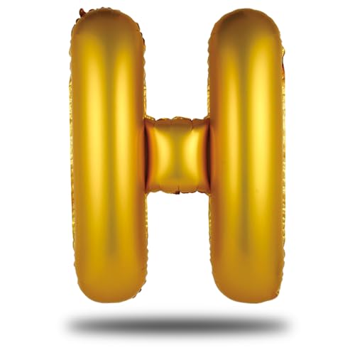 FUNXGO XXL Groß Folienballon Buchstaben H Gold -Riesen Alphabet ca. 100m - Verstärktes Material - Helium oder Luftfüllung - Perfekt für Geburtstag, Hochzeit, Party Dekoration & JGA - Ballon H Gold von FUNXGO