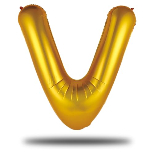 FUNXGO XXL Groß Folienballon Buchstaben V Gold -Riesen Alphabet ca. 100m - Verstärktes Material - Helium oder Luftfüllung - Perfekt für Geburtstag, Hochzeit, Party Dekoration & JGA - Ballon V Gold von FUNXGO