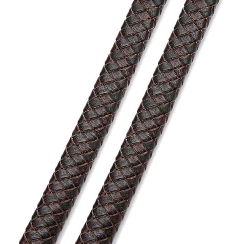 FUNZE 0,5/1 Meter Vintage schwarz braun echte geflochtene Lederbänder 8 mm 10 mm 12 mm Flachlederband für Armband Schmuckherstellung von FUNZE