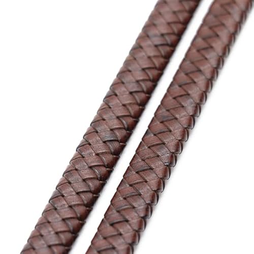 FUNZE 0,5/1 Meter Vintage schwarz braun echte geflochtene Lederbänder 8 mm 10 mm 12 mm Flachlederband für Armband Schmuckherstellung von FUNZE