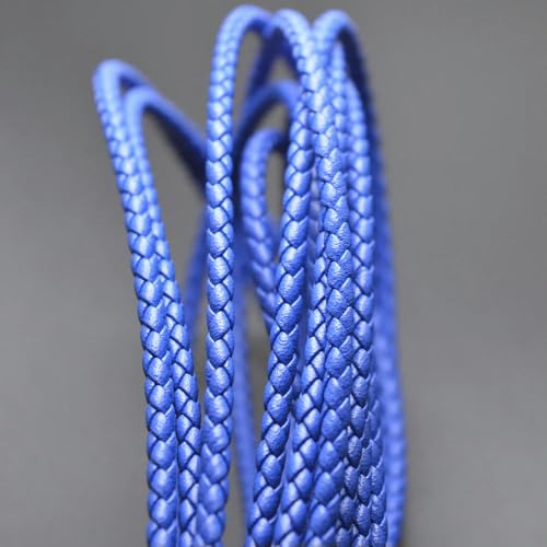 FUPOHUA Lederband, 2 m, 4 mm, rund, geflochten, blau, DIY-Schmuckzubehör FUPOHUA Lederband, 2 m, 4 mm, rund, geflochten, blau, DIY-Schmuckzubehör von FUPOHUA