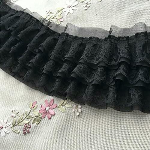 FUPOHUA Schwarz-weißer Spitzenstoff, dreilagig, DIY-Kleidung, Rockrand, Nähzubehör, 13 cm breit, 1 Yard FUPOHUA Schwarz-weißer Spitzenstoff, dreilagig, DIY-Kleidung, Rockrand, Nähzubehör, 13 cm breit, 1 Yard von FUPOHUA