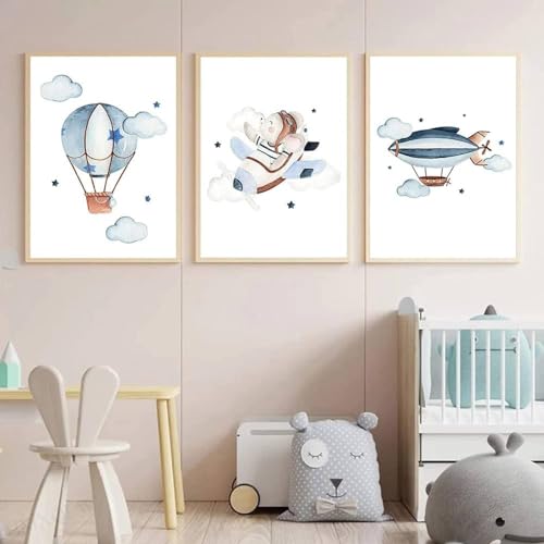 FURLOU Wandbilder Tiere Bilder Kunstdrucke Babyzimmer Deko Leinwand Bilder Poster und Drucke Wandkunst Kinderzimmer Rahmenlos (3x60x90cm) von FURLOU