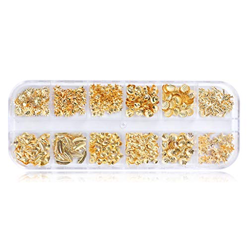 Epoxidharz Füllo,Resin Filler Harz Füller,12 Grids/Box Gemischte Glitter Metall-Nagel-Kunst-Dekoration Starfish Shell Sun Filler von FURU