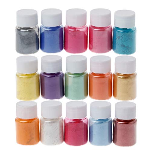 FURU Farbe Pigment Farbpulver Mica Pulver 15 Farben Glimmer Pulver Epoxidharz Farbstoff Perle Pigment Natürliches Glimmer Mineral Pulver von FURU
