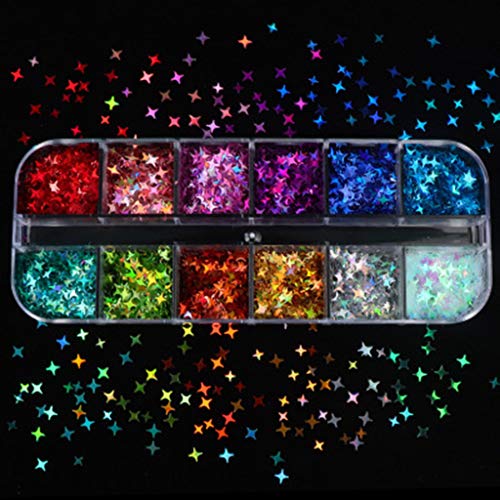 Füllmaterial DIY Epoxidharz Handwerk,Resin Filler Harz Füller,12 Gitter Nail Art Fluoreszierende Pailletten Holographische Glitzerflocken Harzfüllung von FURU