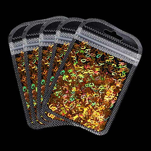 Harz Füller Resin Mold Filler,Füllmaterial DIY Epoxidharz Handwerk,5 Packungen Englisch Alphabet Buchstaben Pailletten Harz Silikonform Füllungen Glitter von FURU