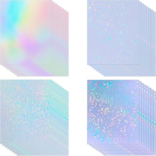32 Blatt holografische klares Vinyl holografische Aufkleber Papier selbstklebend transparentes holografische Overlay Folie mit A4 Größe 4 Styles gemischt von FUSHENGCHUANG