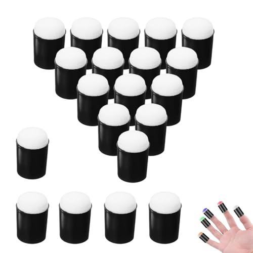 20 Stück Finger Schwamm Daubers Malerei Fingerschwamm Malschwamm mit Kunststoffgriff für DIY Gemälde Kartenherstellung Kunsthandwerk (Schwarz) von FUSONGQINTANG