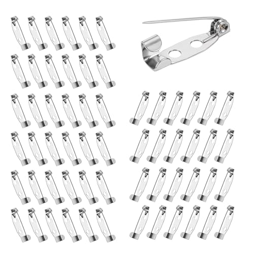 200 Stück Broschennadeln 25 mm Metall Sicherheitsnadeln Brosche-Pins Silber für Schmuck Handwerk und Handarbeiten von FUSONGQINTANG