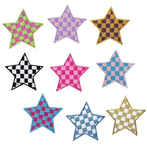 9 Stück Stern Patches zum Aufbügeln Sterne Bunte Aufnäher zum Aufnähen Erwachsene Kinder Aufbügelbilder für Kleidung T-Shirt DIY Rucksack Hut Jeans Taschen von FUSONGQINTANG