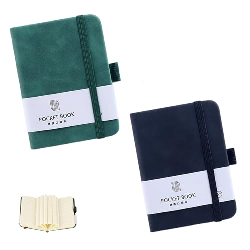 FUSONGQINTANG 2 Stück Notizbuch A7 Pocket Mini Notizblock Journal Kleines Notizbuch Mit Gummizugverschluss Für Schule Arbeit Reisen(Schwarz, Grün) von FUSONGQINTANG