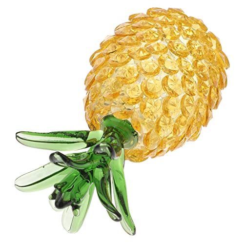 FUTUREORYY 1 Stück Kristall Ananas Dekoration Tischornament für Wohn und Bürogestaltung Farbenfrohe Fruchtfigur mit Grünen Blättern für Besondere Anlässe und Fotodeko von FUTUREORYY