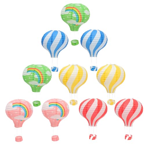 FUTUREORYY 10 Stück Teiliges Wiederverwendbare Papierlampions Heißluftballonform Bunte Party dekoration für Hochzeit Kinderzimmer Klassenraum und Einkaufszentrum Vielseitig Einsetzbar von FUTUREORYY