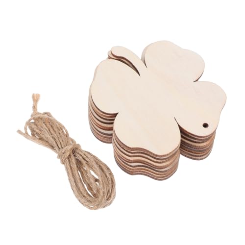 FUTUREORYY 10 Stück Vier -Blatt -Gras- und Holzscheiben Anhänger unbemalte Holzscheiben Bastelmaterial Holz Holzhandwerksformen Blattform unbehandeltes Holz Bettwäsche aus Baumwolle Beige von FUTUREORYY