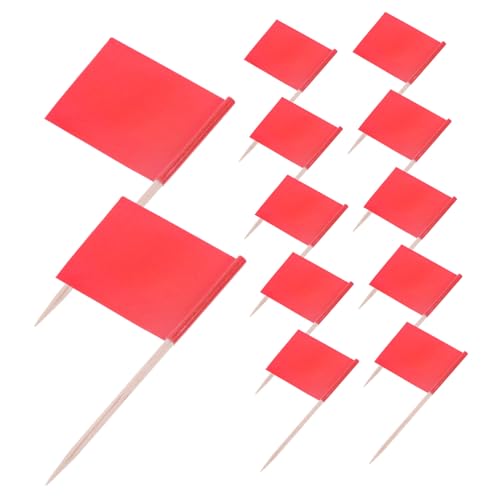FUTUREORYY 100 Stück Mini Zahnstocher Flaggen Rot Kleine Wimpel Party Food Dekoration für Käseplatten Desserts Buffet Cupcake Topper Marker von FUTUREORYY