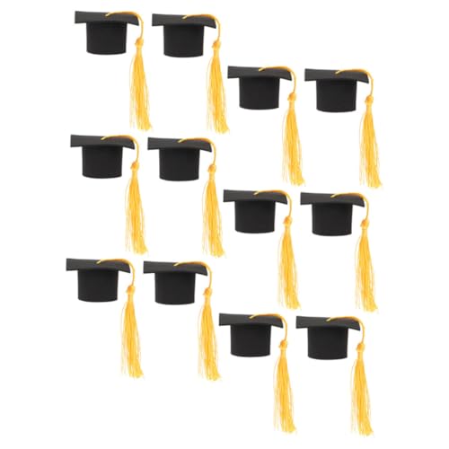 FUTUREORYY 12stücke Mini Graduation Caps Für Kuchen Und Getränke Tischdekoration Für Abschlussfeiern Geburtstage Und Hochzeiten Hut Toppers Mit Gelben Quasten von FUTUREORYY