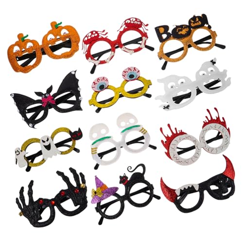 FUTUREORYY 12 Stück Lustige Halloween Partybrille aus Kunststoff Leichte Verstellbare Brillen mit Gruseligen Motivrahmen für Erwachsene Foto-requisiten für Halloween Dekoration und Kostüm von FUTUREORYY