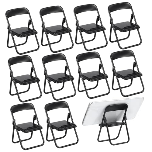 FUTUREORYY 12 Stück Mini Stuhr-förmiger Mobilfunkhalter Mini-klappstühle Mini- -klappstuhl Mini-Stuhl- Puppenhaus-klappstuhl Mini-klappstuhl- Mini Möbel Plastik Black von FUTUREORYY