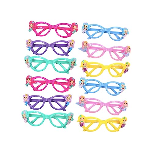 FUTUREORYY 12 Stück Teiliges Kinderbrillen ohne Gläser Lustige Partybrillen als Foto Requisiten Leichte Robuste Meerjungfrauen Designs als Mitgebsel und Gastgeschenke für Mädchen und Jungen von FUTUREORYY