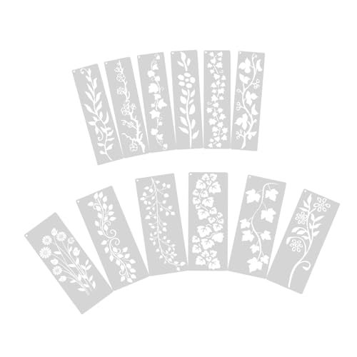 FUTUREORYY 12 Stück Teiliges Wiederverwendbarer Blumen und Blattranken Schablonen Waschbare Diy Malvorlagen für Möbel Vielseitige Bastelvorlagen mit Filigranen Floralen Mustern für Kreative von FUTUREORYY