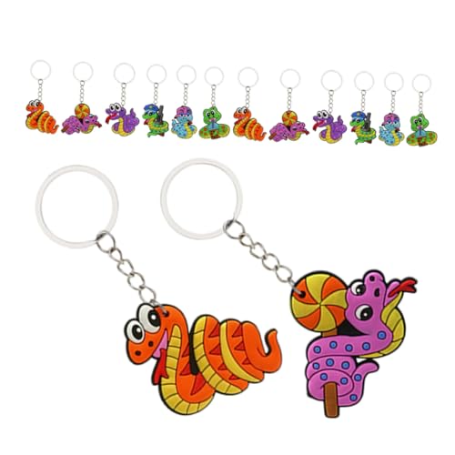 FUTUREORYY 18 Stück Teiliges Kreativer Cartoon Schlangen Schlüsselanhänger Bunte Tieranhänger für Lustige Partygeschenke und Mitgebsel als Taschenfüller für Jungen und Mädchen von FUTUREORYY