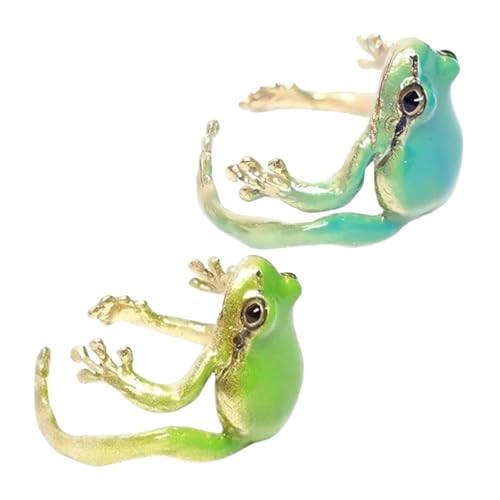 FUTUREORYY 2 Stück Froschring Ornament Party Baum lustig offen Damenring verstellbarer ring Einstellbarer Ring passende Ringe für Paare Tierkopfring Frosch-Ohrring Frosch Zubehör Legierung von FUTUREORYY