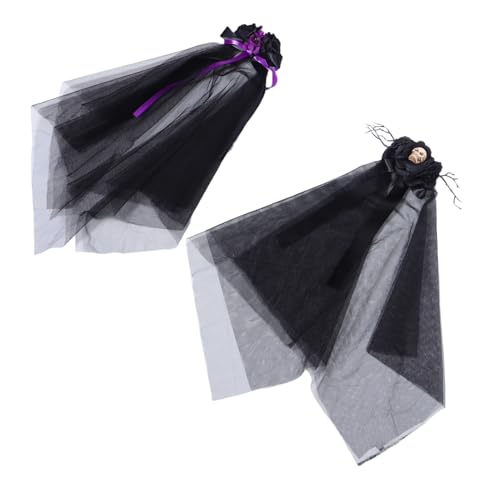 FUTUREORYY 2 Stück Gothic Kopfstück Halloween Party Headwear mit Schwarzem Schleier Haarreif Vielseitiges Cosplay Zubehör für Damen für Fotoaufnahmen und Themenfeiern von FUTUREORYY