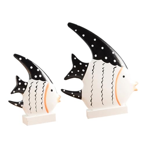 FUTUREORYY 2 Stück Holzfisch Tropischer Fischornament Niedliches Holzspielzeug für Kinderzimmer Tischdeko für Weihnachten Robustes Holzmaterial für Stabile Standfestigkeit von FUTUREORYY