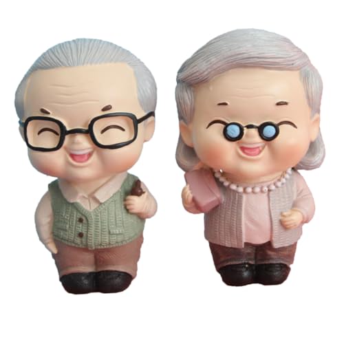 FUTUREORYY 2 Stück Niedliche Großeltern Kuchenfigur Teilig Tortendeko Geburtstagstorte Ornament Gestaltete Opa Oma Deko für Kuchen Muffins Festliche Anlässe von FUTUREORYY