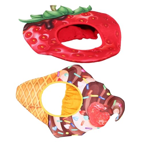 FUTUREORYY 2 Stück Plüsch Erdbeer Eiscreme-mütze Lustige Kostüm-accessoires aus Weichem Plüsch Bequeme Verkleidungshüte für Halloween Karneval Fotospaß und Party für Erwachsene von FUTUREORYY