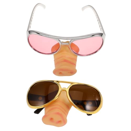 FUTUREORYY 2 Stück Schweinenasenbrille Lustige Cosplay Brillen für Partys Gold Foto Requisiten und Party Dekoration für Erwachsene von FUTUREORYY