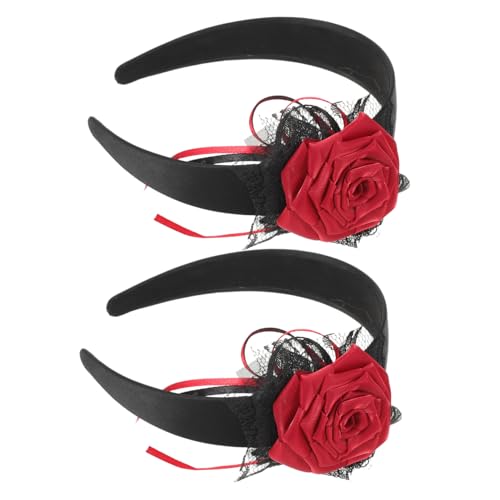 FUTUREORYY 2 Stück Teiliges Halloween Ghost Bride Haarschmuck mit Künstlichen Rosen Gothic Stirnband für Cosplay und Halloween Kostüm Sicherer Sitz Wiederverwendbar für Geisterbraut und von FUTUREORYY