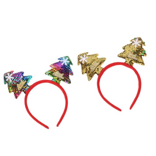 FUTUREORYY 2 Stück Weihnachtliches Haarschmuck Xmas Baum Stirnband mit Pailletten Leichtes Partyaccessoire für Erwachsene für Weihnachtsfeiern Karneval und Festliche Anlässe von FUTUREORYY